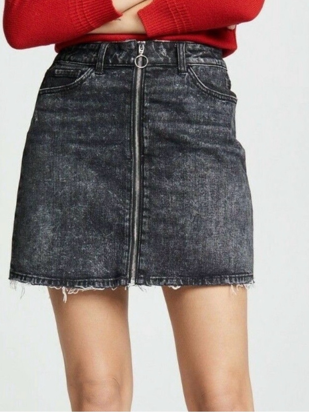 PAIGE Women’s Black Aideen Denim Skirt